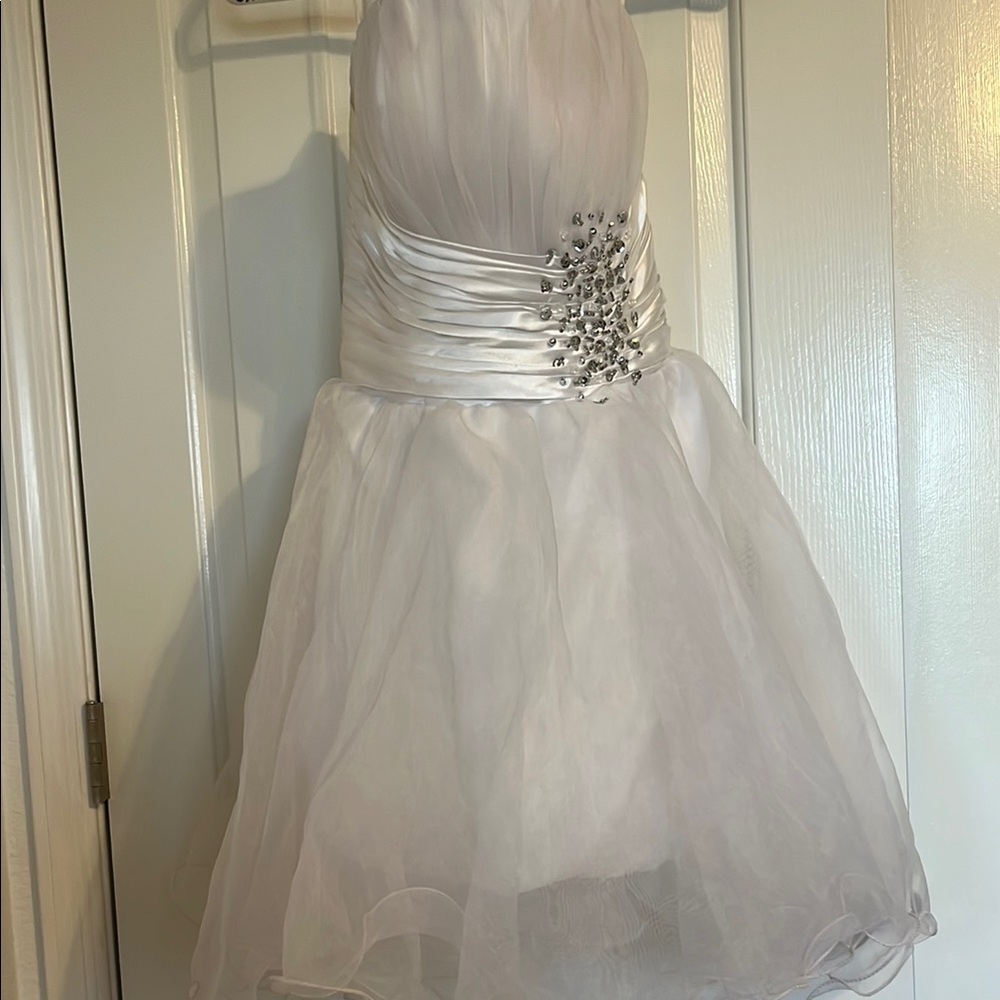White Strapless Occasion Dress